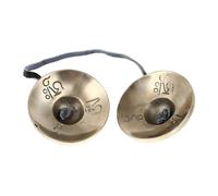 VICASKY Buddhist Supply Pure Copper Handcrafted Bell Cymbals Percussion Instrument for Yoga Meditation Small White Six True Words