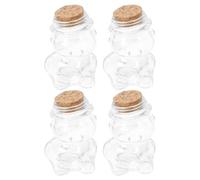 VICASKY Candy Storage Jars with Sealed Lid Bear Shape 4pcs Glass for Safe and Convenient Packaging, Cute Bottles for Household Storage Accessories