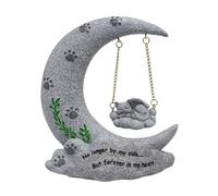 VICASKY Cat Moon Shaped Memorial Stone Pet Grave Marker for Indoor Outdoor Use Durable Synthetic Resin Cat Tombstone for Honoring Loss of Beloved Feline Friends