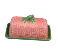 VICASKY Ceramic Butter Dish with Lid for Home and Restaurant Use Elegant Multi Use Butter Holder for Cheese and Dairy Storage Stylish Red Countertop Keeper for Easy Access and Neat