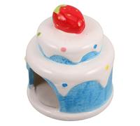 VICASKY Ceramic Hamster Hideaway Nest Cooling Shelter for Small Animals Summer Heat Relief Blue Double-Layer Cake Style Small Pet Bed House