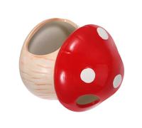 VICASKY Ceramic Mushroom House Aquarium Decor Fish Hideout Cave for Betta Shrimp and Small Fish Breeding Resting Shelter Ornament Red