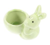 VICASKY Ceramic Rabbit Egg Cup for Breakfast, Minimalist Light Green