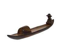 VICASKY Ceramic Stick Incense Holder Boat Shape Zen Fisherman Design Practical Burner for Home Office Desk Decoration Light Brown