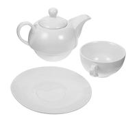 VICASKY Ceramic Tea Set with Coffee Pot and Saucer Retro Classic Design Sturdy Material Moderate Capacity for Relaxing Tea Tasting and Social Chats White Porcelain Kit