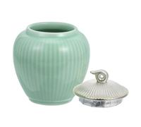 VICASKY Ceramic Tea Storage Jar 238ml Airtight Loose Tea Container with Lid for Storing Coffee and Beans, Easy to Maintain Green Ceramic Canister for Kitchen and Dining
