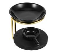 VICASKY Ceramic Tealight Candle Holder Aroma Diffuser Burner with Wood Base Essential Oil Incense Burner Desktop Decor Elegant Home Fragrance Warmer