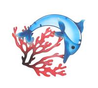 VICASKY Chic Dolphin Wall Ornament Metal Craft Artistic Wall Hanging Decoration for Modern Indoor Outdoor Pendant for Living Room Bedroom Farmhouse European Style