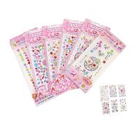VICASKY Children’s Face Rhinestones Stickers 6 Sheets Acrylic Body Gems Temporary Festival Face Jewels Halloween Star Dolphin Floral Designs