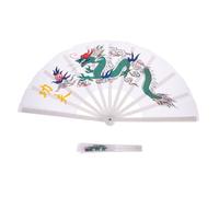 VICASKY Chinese Traditional Tai Chi Folding Hand Fan with Colorful Dragon and Phoenix Design Portable Martial Arts Dancing Fan for Performance and Fitness
