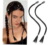 VICASKY Clip in Braids Braid Wig 2 Pieces Long Braided Ponytail Extensions Lightweight Sturdy Natural Look for Daily Wear Hair Styling Accessories
