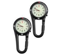 VICASKY Clip-on Quartz Watch 2pcs Stainless Steel Black Fob Watch