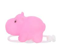 VICASKY Colorful Glowing Animal Bike Lamp, Handlebar Mounted | Pe and Silicone Parts, Button Battery Included, Pink Little Hippopotamus Style, Easy Detachable Base