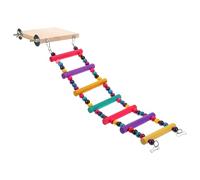 VICASKY Colorful Wooden Bird Climbing Ladder with Platform, Seven-section Parrot Training Step Ladder for Budgies and Small Birds Indoor Aviary Perch