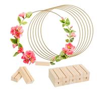 VICASKY Craft Rings 30cm Macrame Hoops 10pcs Made of Sturdy Metal for Wreaths Minimalist with Wood Base Easy to Use for Wedding Floral Hoop Table Decorations and Hanging Artworks