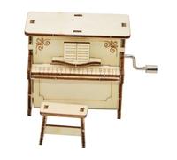 VICASKY Creative DIY Assembling Musical Box Piano Model for Wooden Texture Educational Plaything Rotating Sound Ornament for Boys and Craft Kit for Adults