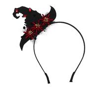 VICASKY Creative Halloween Wizard Hat Hairband Durable Black and Red Hair Hoop Novel Evil Hairband for Party and Daily Wear Eye Catching Halloween Party Accessory