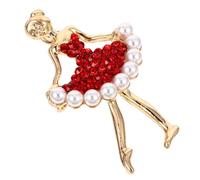 VICASKY Creative Zinc Alloy Ballet Dancer Brooch Pin with Rhinestones, Elegant Ballet Girl Shaped Costume Prop and Decoration for Party or Bags, Chic and Delicate Design for Family