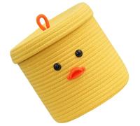 VICASKY Cute Cartoon Basket Cotton Rope Small Decorative Basket Circular Shape Storage Hide Belongings from View Yellow for Nightstand and Living Room