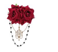 VICASKY Dark Rose Gothic Brooch Hair Clip Vintage Royal Court Style Corsage for Brides Bridesmaids Flower Elegant Lace Tassel Pin for Bags Sweaters Coats Accessories