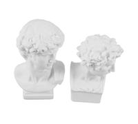VICASKY David Bust Figurines Resin Statue Set, Mini Nordic Sketch Style Roman Decoration for Home and Office, 2pcs Decorative David Sculptures for Tabletop Display