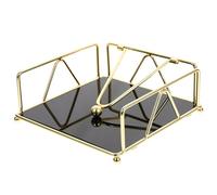 VICASKY Decorative Tissue Stand Napkin Holder with Smooth Bottom and Unique Shape, Golden Iron and Acrylic Material, Stylish Design for Café and Dining Tables to Keep Napkins Clean and Dry