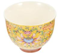 VICASKY Delicate Chinese Style Ceramic Tea Cup with Flower Pattern Multi-use Household Teaware for Jasmine Tea Comfortable for Home Office Evenly Colored Simple Design