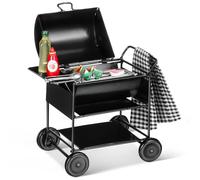 VICASKY Dollhouse Miniature Bbq Grill 1:6 1:12 Scale Alloy Barbecue Accessory for Tiny Outdoor Garden Scene - Realistic Black Hibachi Furniture Toy Playset for Dolls House Kitchen