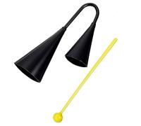 VICASKY Double Cowbells Musical Instrument with Wood Hammer, Black Iron Metal Cowbell Set for Classroom Use and Outdoor Cheering, Compact Percussion Bells that Make Wonderful Sounds
