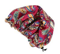 VICASKY Double-layer Round Sleep Cap for Women Washable Bath Cap for Sleeping and Beauty Salon Use Wine Red Soft Satin Material