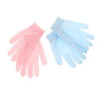 VICASKY Double Side Exfoliating Shower Gloves 2 Pairs Body Scrub Bathing Gloves Thickened for Adults Blue and Pink Set Dead Skin Removal Spa Bath Accessories