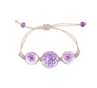 VICASKY Dried Flower Crystal Glass Ball Hand Woven Rope Bracelet Purple | Adjustable, Comfortable Hand Chain, Shiny Elegant Style, Glass and Rope Details, for Daughter and Grandchild