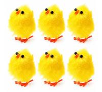 VICASKY Easter Baby Chicks Plastic Furry Mini Chicken Figurines Tiny Chickens Stuffed Animal for Party Miniature Toys 6 Pack Shape Adornments Creative Desktop Decorations Office Home