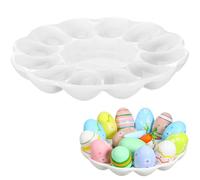 VICASKY Easter Eggs Holder & Deserts Deviled Egg Tray - Ceramic White Porcelain 12 Cup Serving Catering Platter for Hard Boiled Devil Plate and 8.15X8.15X1.10In Reusable Non-Stick