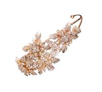 VICASKY Elegant Alloy Leaf Crown Headband with Rhinestones for Bride Wedding Headwear Lightweight Durable Bridal Hair Accessory for Wedding Parties and Special Occasions