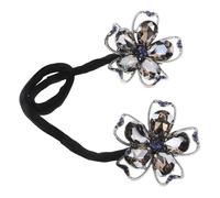 VICASKY Elegant Black Alloy Hair Bun Maker and Versatile for Buns and Updos with Rhinestone Flower Design, Maintains Shape Stylish Hair Accessory for Everyday Use