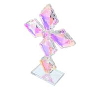 VICASKY Elegant Crystal Cross Figurine Base for Tabletop Display Traditional Christian Religious Decor for Christmas and Easter Office and Home Ornament Glass Cross Collectible for