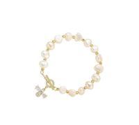 VICASKY Elegant Pearl Chain Bracelet for Women Featuring Imitation Pearls and Copper Material Eye-catching Design for Dating and Theme Parties