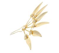 VICASKY Elegant Shaped Metal Hairpin with Rhinestone Flower Design for Women Stylish Hair Accessory for Weddings and Parties Gold Leaf Hair Fork for Chic Updos