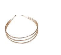 VICASKY Elegant Three Layer Rhinestone Headband for Women Lightweight Bridal Hair Accessory for Weddings Parties Proms and Evening Events Gold Fashion Headdress with Luxurious Design