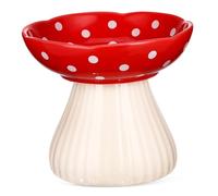 VICASKY Elevated Cat Bowl Ceramic Mushroom-shaped Feeding Station for Indoor Cats Whisker-friendly Design Wide and Shallow Dish Easy to Clean Promotes Healthy Eating Habits