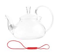 VICASKY Embossed Glass Teapot with Raised Handle Transparent Heat Resistant Tea Pot for Scented Tea Brewing for Gift and Daily Use