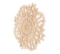 VICASKY European Style Carved Wooden Onlay Applique Round Rubberwood Furniture Decoration for Cabinets Doors Beds Premium Polished Natural Wood Craft