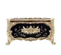 VICASKY European Style Gold Edged Small Tissue Box Holder Stylish Home Tissue Storage Container with Fine Embossing and Eco Friendly Material Elegant Napkin Dispenser for Bathroom Kitchen