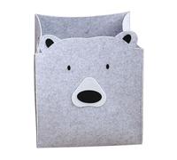 VICASKY Felt Laundry Basket Toy Storage Bin for Babies, Grey Bear Design, Small Sturdy Clothes Hamper with Wear-Resistant Felt Material, Bedroom and Nursery Organizer for Clothes and Sundries