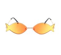 VICASKY Fish Shaped Party Sunglasses Orange PC Metal Novelty Eyewear | UV Protection, Lightweight Comfort, Island Themed Events and Photo Booth Use, Tropical Summer Party Must Have