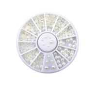 VICASKY Flat Back Pearl Cabochons Nail Decoration 200 Pieces Mixed 2mm 3mm Beige Half Round Pearls for Nail Art Manicure Supplies