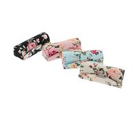 VICASKY Floral Lipstick Case Set of 4 Embroidered Lipstick Holder Mirror for Women Delicate Design for Travel and Everyday Use