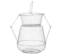 VICASKY Foldable Steel Wire Fish Basket Collapsible Fishing Crab Net with Deepen Mesh Design Portable Reusable Cast Net Cage for Lobster Shrimp and Small Fish