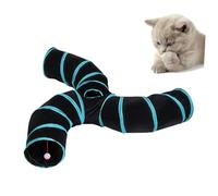 VICASKY Foldable Stripe Cat Tunnel with Triple Passage Interactive Indoor Play Tube for Kittens and Cats Space-saving Portable Design for Fun Exercise and Entertainment